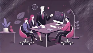 Split screen showing poor UI UX with user frustration and improved design with rising growth analytics.