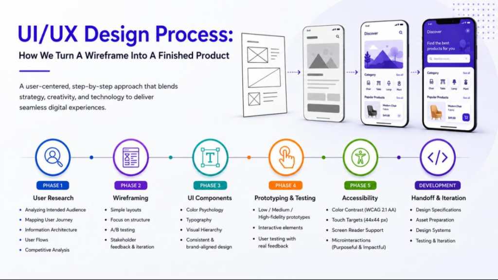 Five steps in the SaaS UX design process from research to testing